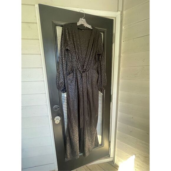 Misguided Satin Tie Front Wide Leg Jumpsuit Black Size 10 - Picture 7 of 11